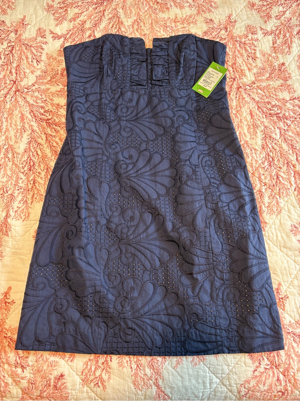 Lilly Pulitzer Navy Embroidered Strapless Dress